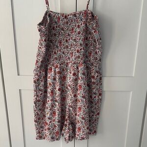 LOFT Women Floral Dress Romper in Red and White